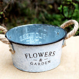 Maxbell Iron Planter Pot Flower Containers with Handle for Garden Balcony Round