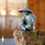 Maxbell Resin Aquarium Ancient Chinese Fisherman Characters Statue Ornament Moderate