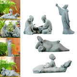 Maxbell Resin Aquarium Ancient Chinese Poetry Characters Figurine Ornament Durable