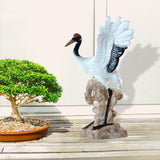 Maxbell Statue Crane Chic Gift Collectibles for Balcony Bonsai Resin Spread Wings