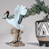 Maxbell Statue Crane Chic Gift Collectibles for Balcony Bonsai Resin Spread Wings