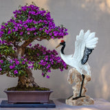 Maxbell Statue Crane Chic Gift Collectibles for Balcony Bonsai Resin Spread Wings
