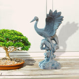 Maxbell Statue Crane Chic Gift Collectibles for Balcony Bonsai Stone Spread Wings