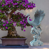 Maxbell Statue Crane Chic Gift Collectibles for Balcony Bonsai Stone Spread Wings