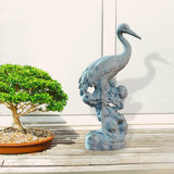 Maxbell Statue Crane Chic Gift Collectibles for Balcony Bonsai Stone Gazing