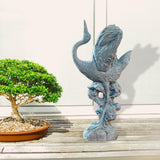 Maxbell Statue Crane Chic Gift Collectibles for Balcony Bonsai Stone Dancing