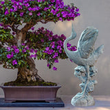Maxbell Statue Crane Chic Gift Collectibles for Balcony Bonsai Stone Dancing