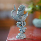 Maxbell Statue Crane Chic Gift Collectibles for Balcony Bonsai Stone Dancing