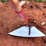 Maxbell Hoe Garden Hoe Gardening Hand Tool Steel for Weeding Soil Loosening Seeding Triangle Red