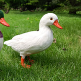 Maxbell Simulation Garden Duck Statue Miniature Animal Figurines DIY Craft  White