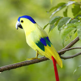 Maxbell Artificial Feathered Macaw Realistic Bird Parrot for Pathway Photo Props Yellow