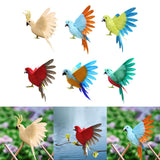 Maxbell Artificial Birds Feathered Parrot Figurine Bird Sculpture for Pathway Patio White