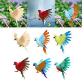 Maxbell Artificial Birds Feathered Parrot Figurine Bird Sculpture for Pathway Patio White