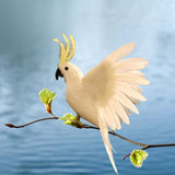 Maxbell Artificial Birds Feathered Parrot Figurine Bird Sculpture for Pathway Patio White