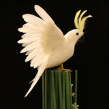 Maxbell Artificial Birds Feathered Parrot Figurine Bird Sculpture for Pathway Patio White