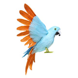 Maxbell Artificial Birds Feathered Parrot Figurine Bird Sculpture for Pathway Patio Blue