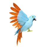 Maxbell Artificial Birds Feathered Parrot Figurine Bird Sculpture for Pathway Patio Blue