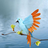 Maxbell Artificial Birds Feathered Parrot Figurine Bird Sculpture for Pathway Patio Blue