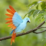 Maxbell Artificial Birds Feathered Parrot Figurine Bird Sculpture for Pathway Patio Blue