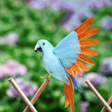 Maxbell Artificial Birds Feathered Parrot Figurine Bird Sculpture for Pathway Patio Blue