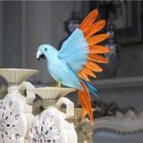Maxbell Artificial Birds Feathered Parrot Figurine Bird Sculpture for Pathway Patio Blue