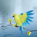 Maxbell Artificial Birds Feathered Parrot Figurine Bird Sculpture for Pathway Patio Yellow