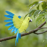 Maxbell Artificial Birds Feathered Parrot Figurine Bird Sculpture for Pathway Patio Yellow