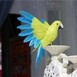 Maxbell Artificial Birds Feathered Parrot Figurine Bird Sculpture for Pathway Patio Yellow