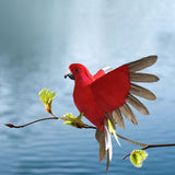 Maxbell Artificial Birds Feathered Parrot Figurine Bird Sculpture for Pathway Patio Red