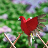 Maxbell Artificial Birds Feathered Parrot Figurine Bird Sculpture for Pathway Patio Red