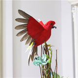 Maxbell Artificial Birds Feathered Parrot Figurine Bird Sculpture for Pathway Patio Red