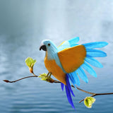 Maxbell Artificial Birds Feathered Parrot Figurine Bird Sculpture for Pathway Patio Orange