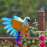 Maxbell Artificial Birds Feathered Parrot Figurine Bird Sculpture for Pathway Patio Orange