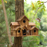 Maxbell Wooden Birdhouses Hummingbird Nest Hanging for Courtyard Backyard Decor
