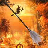 Maxbell Halloween Witch Broom witch Flying Felt for Party Halloween Decor Gray