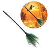 Maxbell Halloween Witch Broom witch Flying Felt for Party Halloween Decor Green