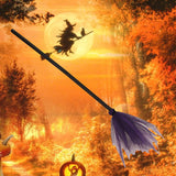 Maxbell Halloween Witch Broom witch Flying Felt for Party Halloween Decor Purple