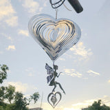 Maxbell Metal 3D Wind Sculpture Rotating Wind Chimes for Patio Ornaments 25cmx46cm