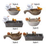 Maxbell Flower Pot Resin Statue Modern Bonsai Ornament for Yard Lawn Windowsill Duck Round