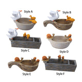 Maxbell Flower Pot Resin Statue Modern Bonsai Ornament for Yard Lawn Windowsill Duck Round
