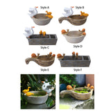 Maxbell Flower Pot Resin Statue Modern Bonsai Ornament for Yard Lawn Windowsill Duck Round