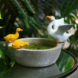 Maxbell Flower Pot Resin Statue Modern Bonsai Ornament for Yard Lawn Windowsill Duck Round