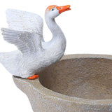 Maxbell Flower Pot Resin Statue Modern Bonsai Ornament for Yard Lawn Windowsill Duck Round