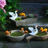 Maxbell Flower Pot Resin Statue Modern Bonsai Ornament for Yard Lawn Windowsill Duck Round