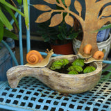 Maxbell Flower Pot Resin Statue Modern Bonsai Ornament for Yard Lawn Windowsill Snail Water Scoop