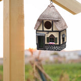 Maxbell Resin Bird House Hanging Bird Nest  for Outside Tree Decorations  Straw