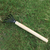 Maxbell Garden Rake Portable Hand Rake Agriculture Wooden Handle for Outdoors Farm