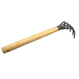 Maxbell Garden Rake Portable Hand Rake Agriculture Wooden Handle for Outdoors Farm