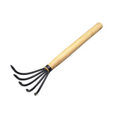 Maxbell Garden Rake Portable Hand Rake Agriculture Wooden Handle for Outdoors Farm