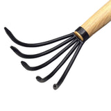 Maxbell Garden Rake Portable Hand Rake Agriculture Wooden Handle for Outdoors Farm